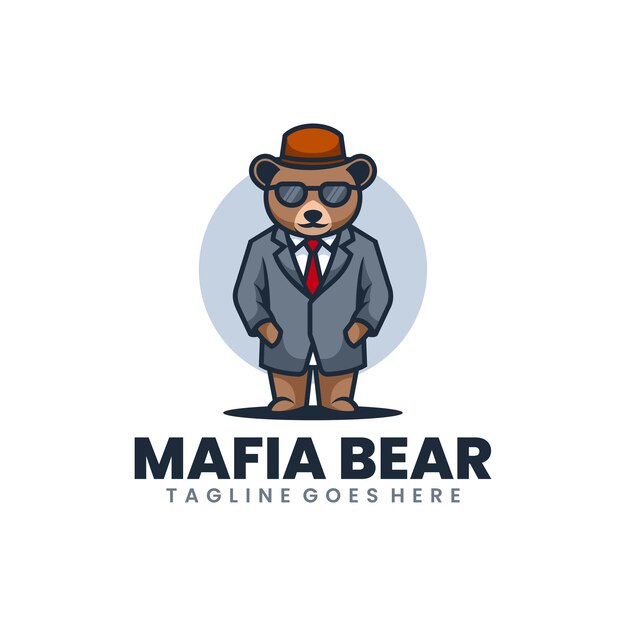 mafia bear mascot logo design