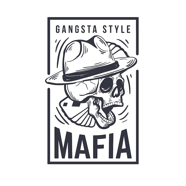 無料ベクター マフィアのロゴのレトロなデザイン