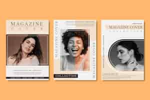 Free vector magazine cover collection with photo