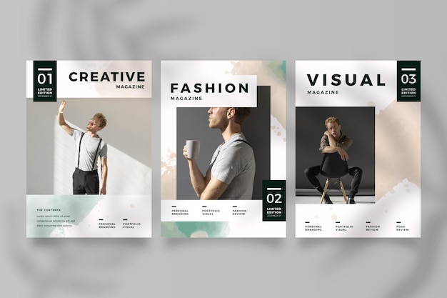 Free vector magazine cover collection with photo