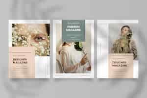 Free vector magazine cover collection with photo