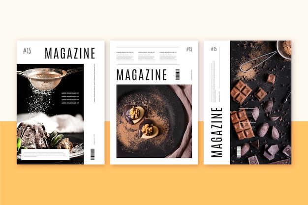 Magazine cover collection with sweets photo