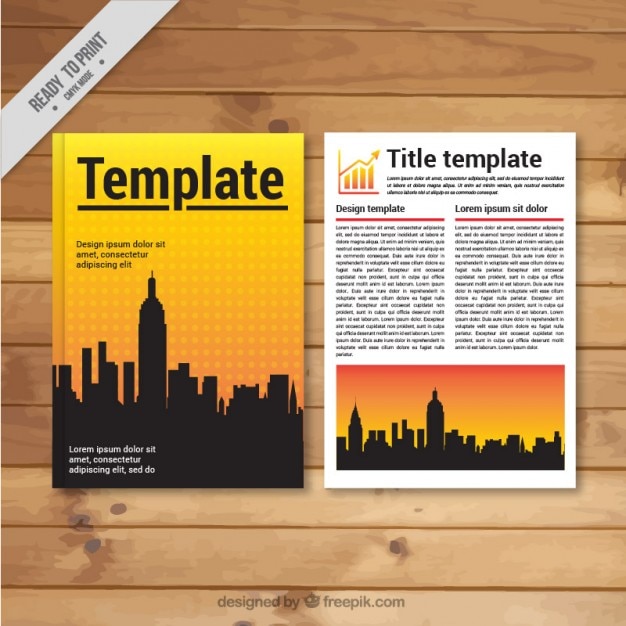 Free vector magazine template with skyline