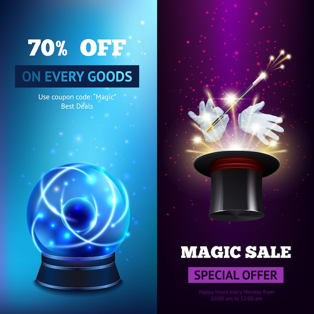 Free vector magic banners vertical