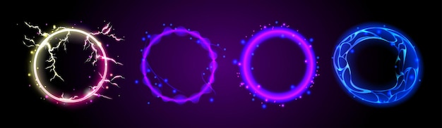 Free vector magic circle light effect with neon glow energy