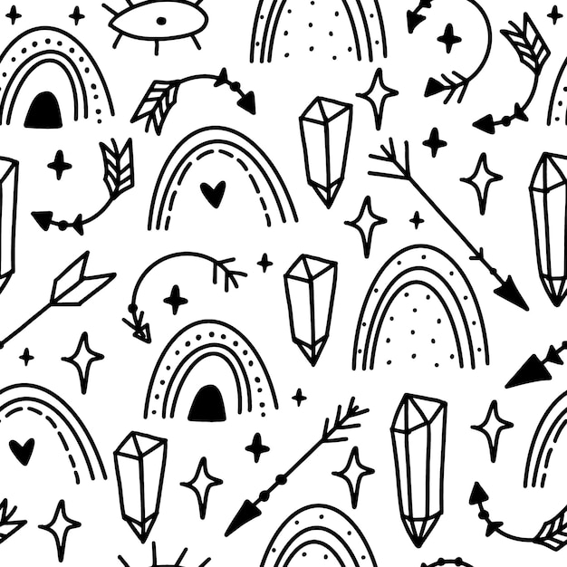 Free vector magic doodle seamless pattern