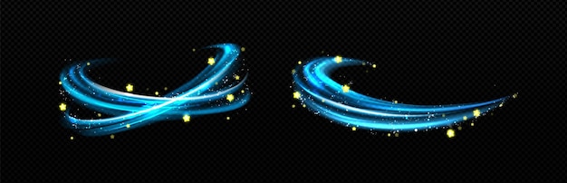 Free vector magic effect blue air swirl with golden stars