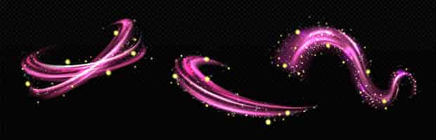 Free vector magic effect pink air swirl with golden stars