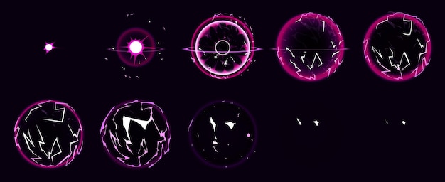 Бесплатное векторное изображение Волшебный спрайт анимации шара электрической молнии
