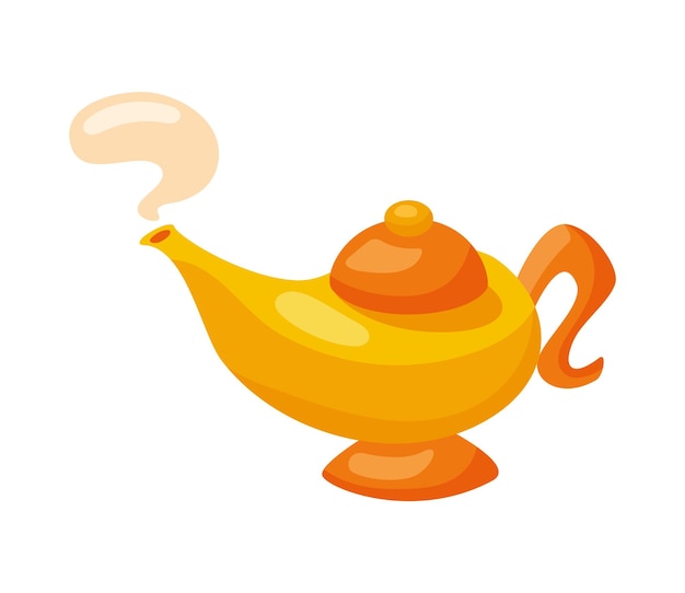 Magic genie lamp golden illustration