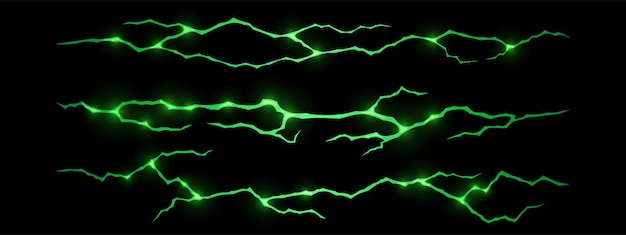 無料ベクター 地面のひび割れの魔法の輝き、緑の光るテクスチャ