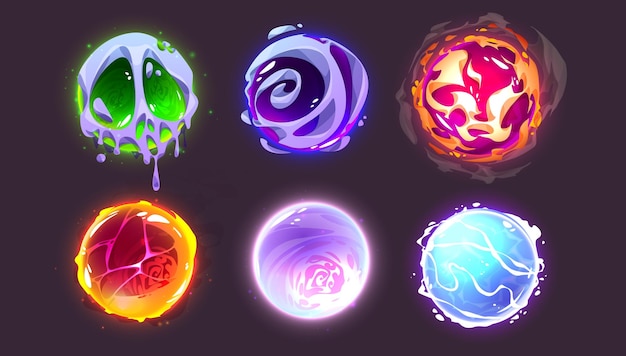 Free vector magic glowing ball for fortune telling cartoon vector illustration of glass sphere of magician or witch with bright neon plasma and luminous energy wizard orb or crystal with future prediction power