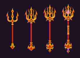 Free vector magic gold trident for game ui level rank design