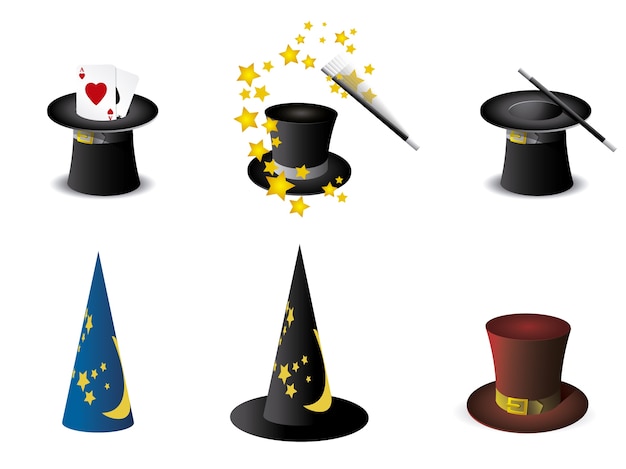 Free vector magic hats collection