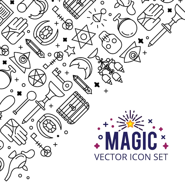 Free vector magic icons set. sparkle magic lights. mystery miracle