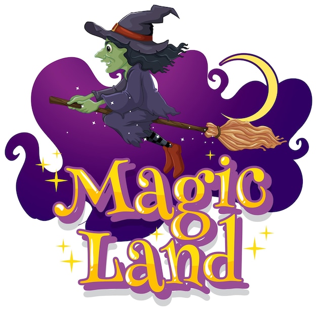 Шрифт magic land с мультипликационным персонажем ведьма