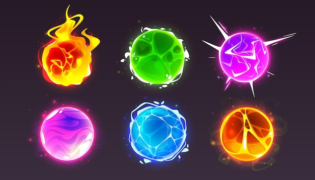 Magic orb ball game icon with fire glow effect