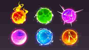 Бесплатное векторное изображение Икона игры в волшебный шар с эффектом огненного свечения