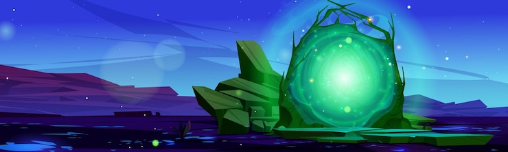 Free Vector magic portal teleport to alien world