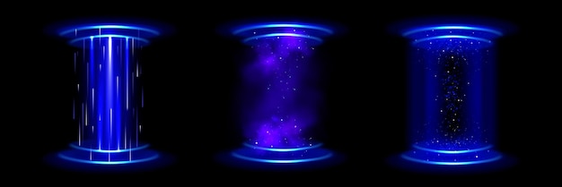 Magic portal teleport with hologram effect
