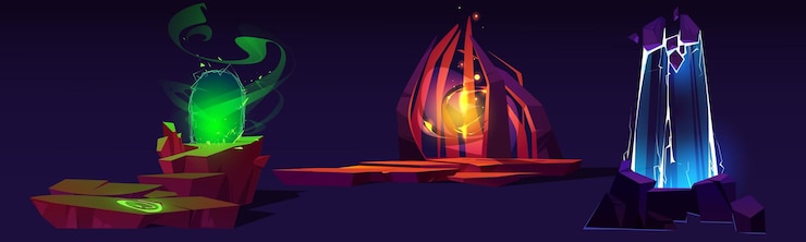 Free Vector magic portals fantasy teleports or alien planet