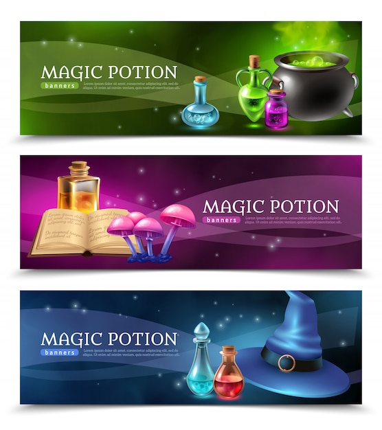 Free vector magic potion banners