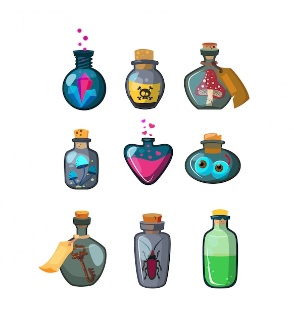 Magic potion bottles set
