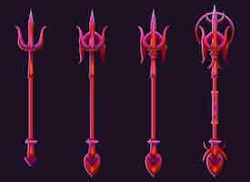 Free vector magic red trident for game ui level rank design