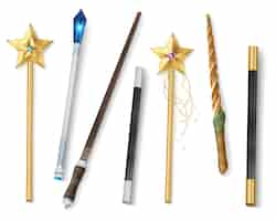 Free vector magic wand realistic set