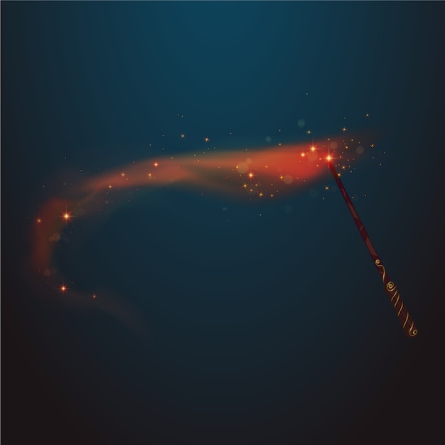 Free vector magic wand with red trail background