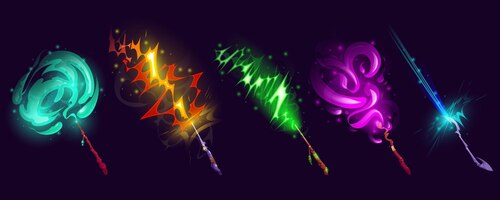 Magic wands with light vfx effect wizard sticks