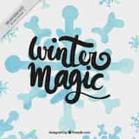 Free vector magic winter background with watercolor snowflake