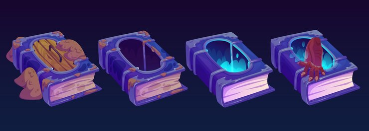 Free Vector magic wizard book with door and hole