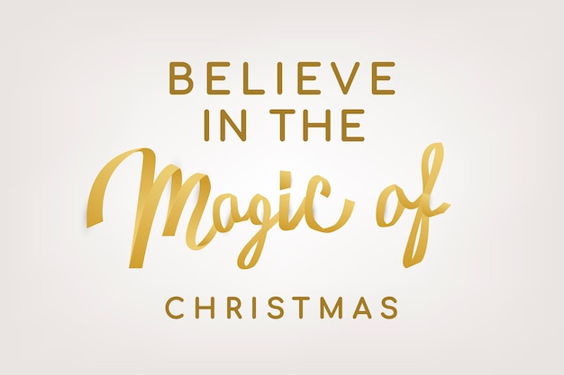 魔法のクリスマスの背景、金の休日の挨拶タイポグラフィベクトル