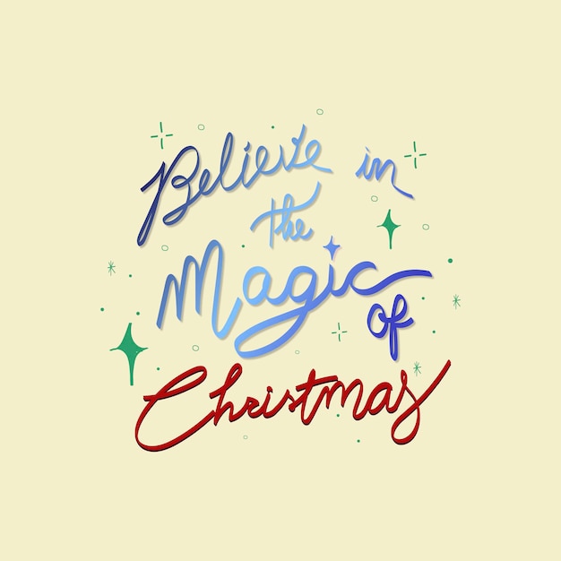 Magical christmas quote sticker, festive typography vector