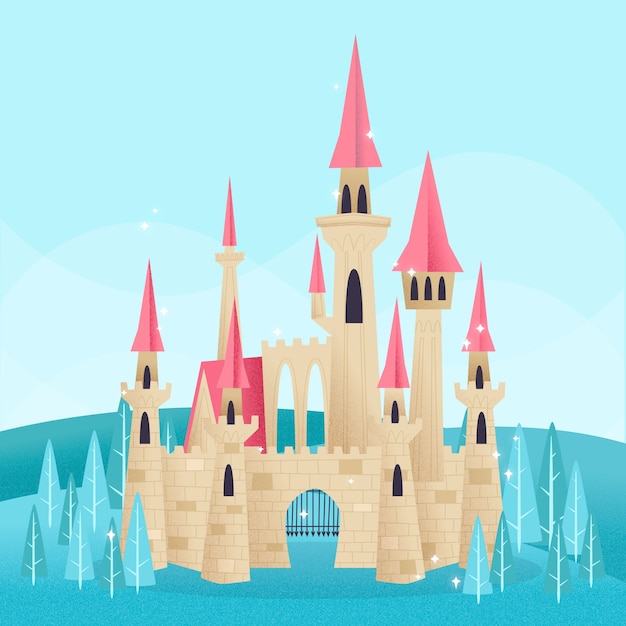 Free vector magical fairytale castle illustration