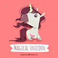 Free vector magical unicorn with hand drawn style