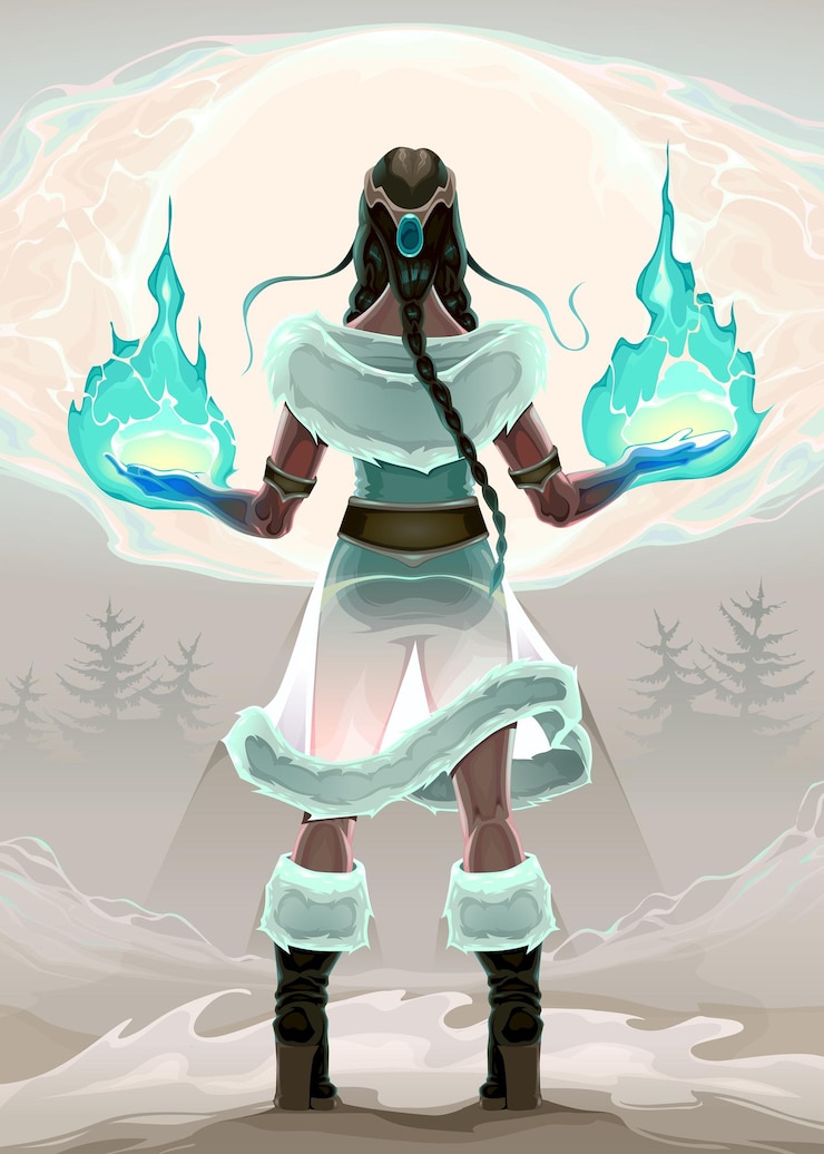 Free Vector magician princess in the wood. vector fantasy illustration