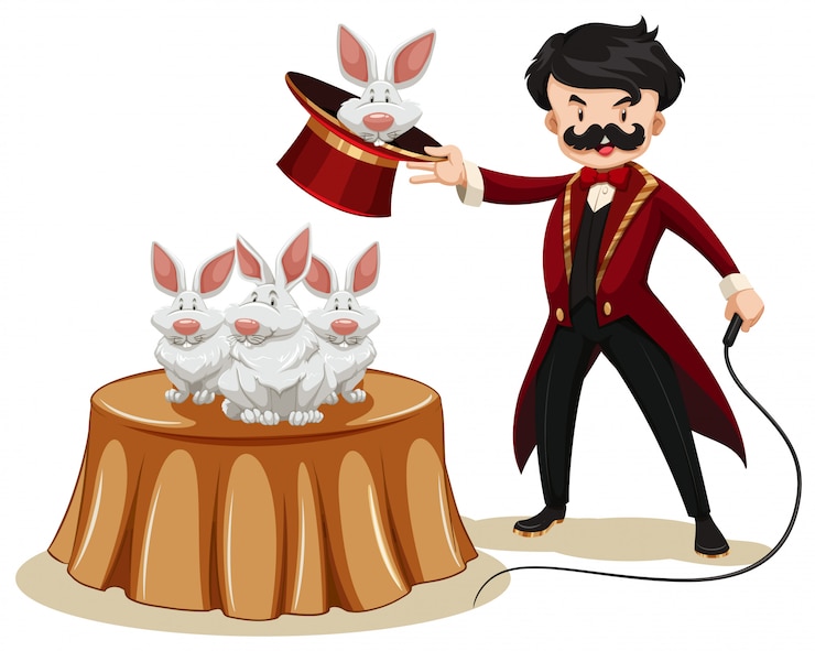 मुफ़्त वेक्टर magician and rabbits at the show