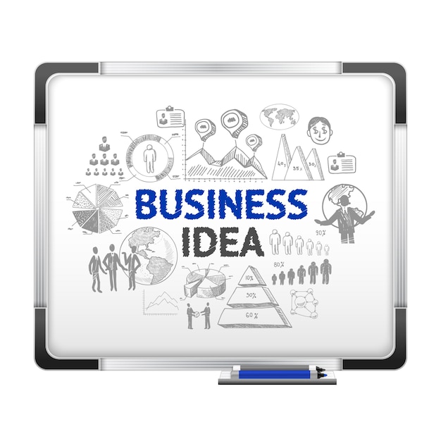 Free vector magnet board with business ideas sketch