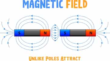 무료 벡터 다른 극의 자기장은 끌어 당깁니다.
