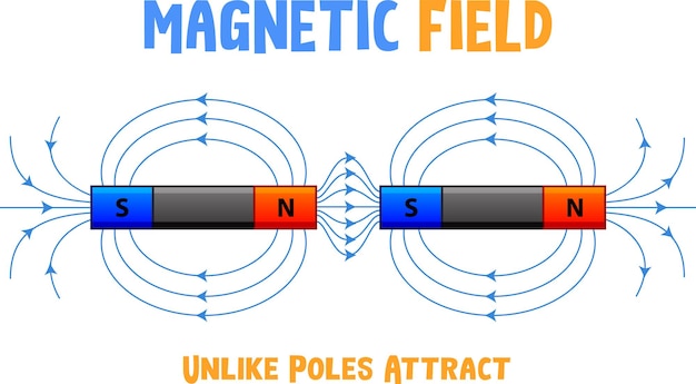 Vettore gratuito il campo magnetico di poli diversi si attrae