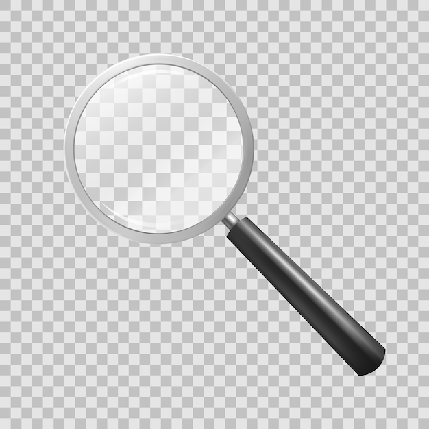 Free vector magnifying glass on checkered background