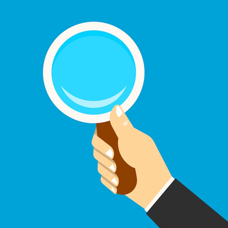 Free Vector magnifying glass in a hand