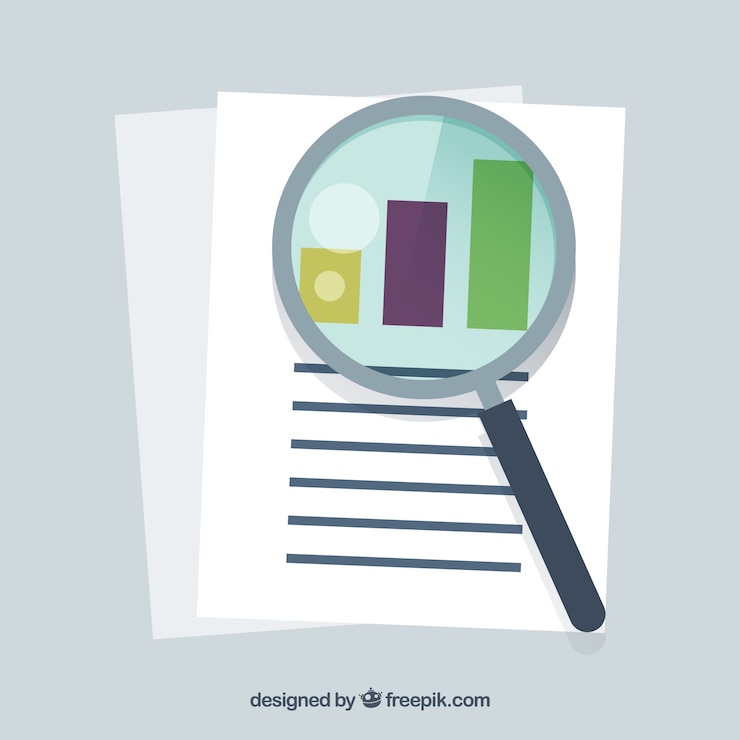 Free Vector magnifying glass with graphics in flat style