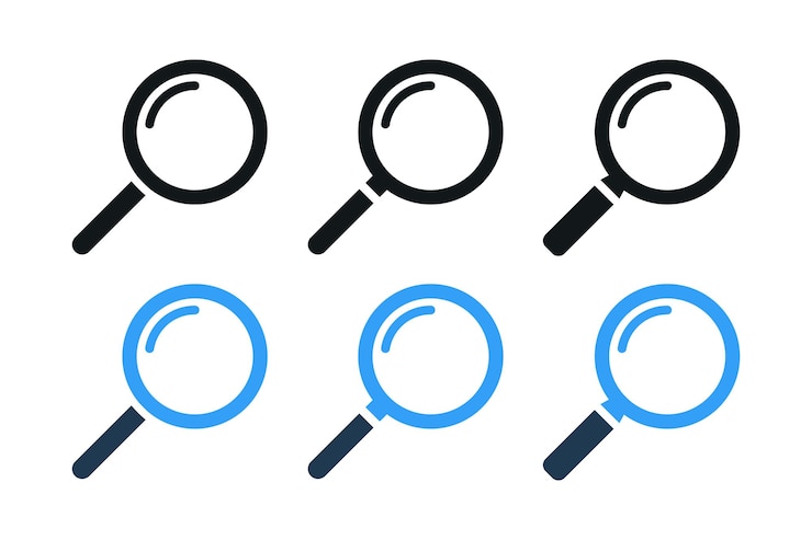 Free Vector magnifying glasses multiple set
