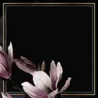 Free vector magnolia border frame on black background