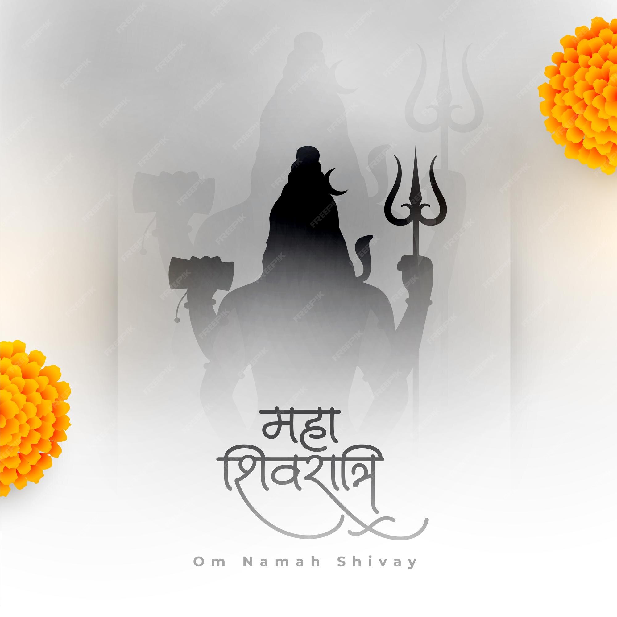 Free Vector | Maha shivratri background with lord shiva silhouette and  flower