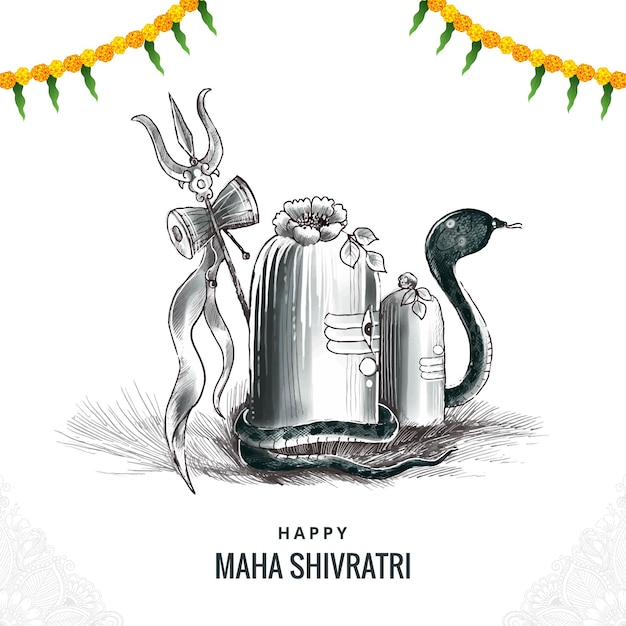 Free vector maha shivratri festival background with shiv ling celebration background