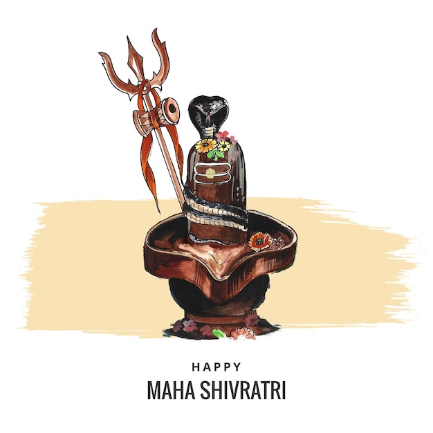 Праздничная открытка благословения фестиваля маха шивратри с шивлинговым фоном